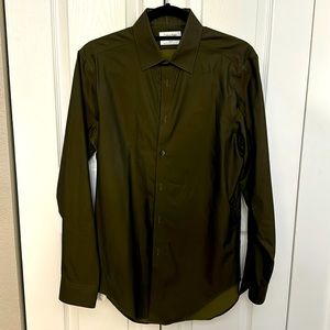 Green Calvin Klein slim fit dress shirt.